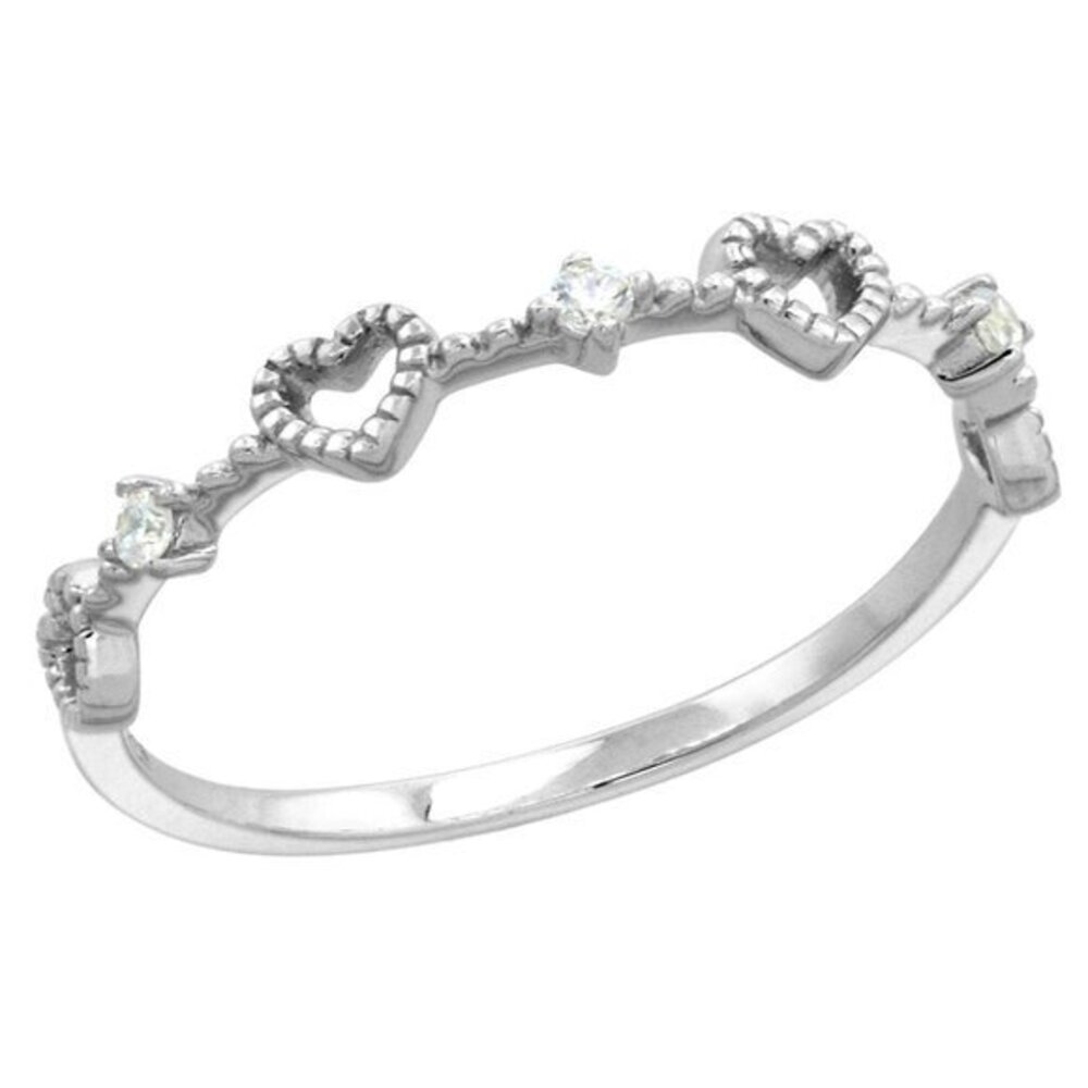 Dainty Sterling Silver CZ Heart Ring